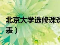 北京大学选修课课表（清华北大本科互选课程表）