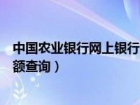 中国农业银行网上银行余额查询（中国农业银行网上银行余额查询）