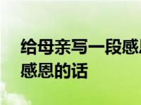 给母亲写一段感恩的话100字 给母亲写一段感恩的话 