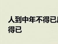 人到中年不得已后面一句是什么 人到中年不得已 