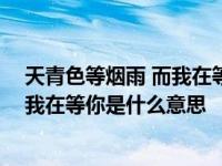 天青色等烟雨 而我在等你歌词是什么意思 天青色等烟雨而我在等你是什么意思 