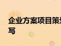 企业方案项目策划书怎么写 项目策划书怎么写 