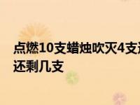 点燃10支蜡烛吹灭4支还剩几支答案 点燃10支蜡烛吹灭4支还剩几支 