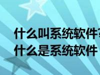 什么叫系统软件?系统软件有哪些?举例说明 什么是系统软件 