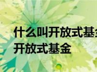 什么叫开放式基金什么叫封闭式基金 什么叫开放式基金 