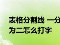 表格分割线 一分为二 excel表格分割线一分为二怎么打字 