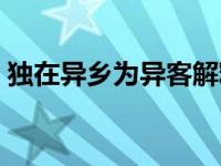 独在异乡为异客解释 独在异乡为异客异意思 