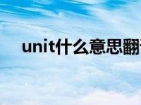 unit什么意思翻译成中文 unit什么意思 