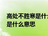 高处不胜寒是什么意思打一生肖 高处不胜寒是什么意思 