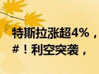 特斯拉涨超4%，#特斯拉市值大增2000亿元#！利空突袭，