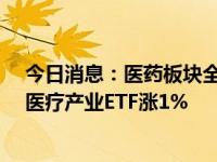 今日消息：医药板块全天强势，医疗ETF龙头、医疗ETF和医疗产业ETF涨1%