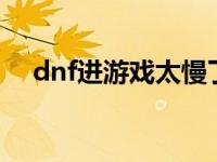 dnf进游戏太慢了 dnf进游戏很慢5分钟 