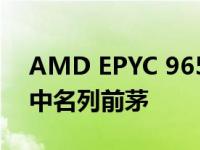 AMD EPYC 9654 在 PassMark CPU 排名中名列前茅